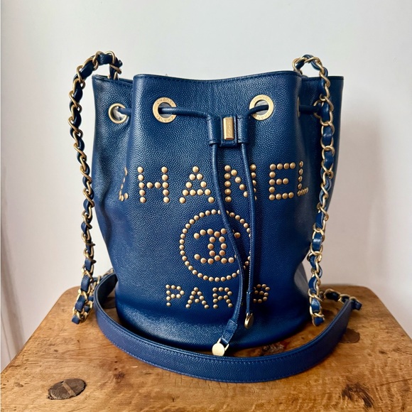 CHANEL Handbags - Chanel Blue Caviar Bucket Bag